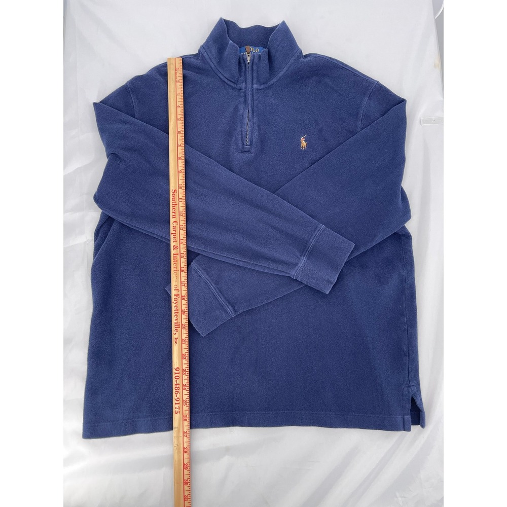 Polo Ralph Lauren Estate Rib Quarter Zip Pullover Mens L Navy Cotton - Picture 5 of 9